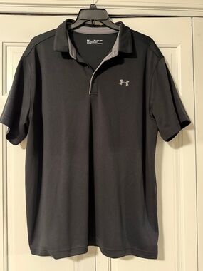 Under Armour Men's Black Polo with Contrast Gray Trim